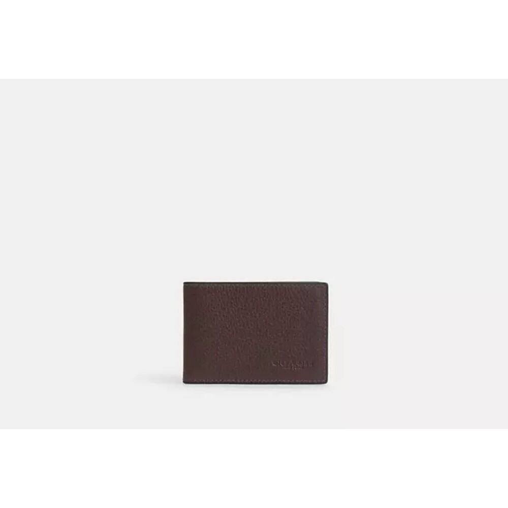 Coach CM167 Maple Brown Pebble Leather Compact Billfold Wallet NWT $150